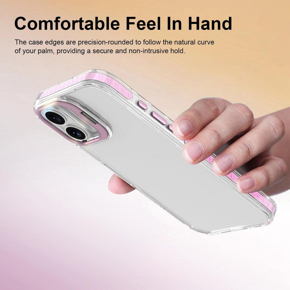 For iPhone 16 Lens Frame Holder Acrylic TPU Phone Case - Clear Pink - EDA009890910B