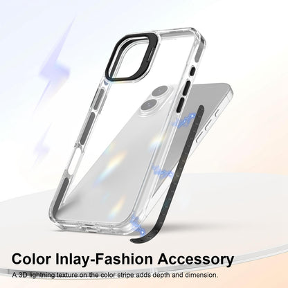 For iPhone 16 Lens Frame Holder Acrylic TPU Phone Case - Clear Black - EDA009890910C
