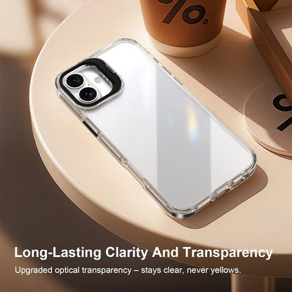 For iPhone 16 Lens Frame Holder Acrylic TPU Phone Case - Clear Black - EDA009890910C