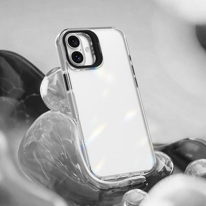 For iPhone 16 Lens Frame Holder Acrylic TPU Phone Case - Clear Black - EDA009890910C