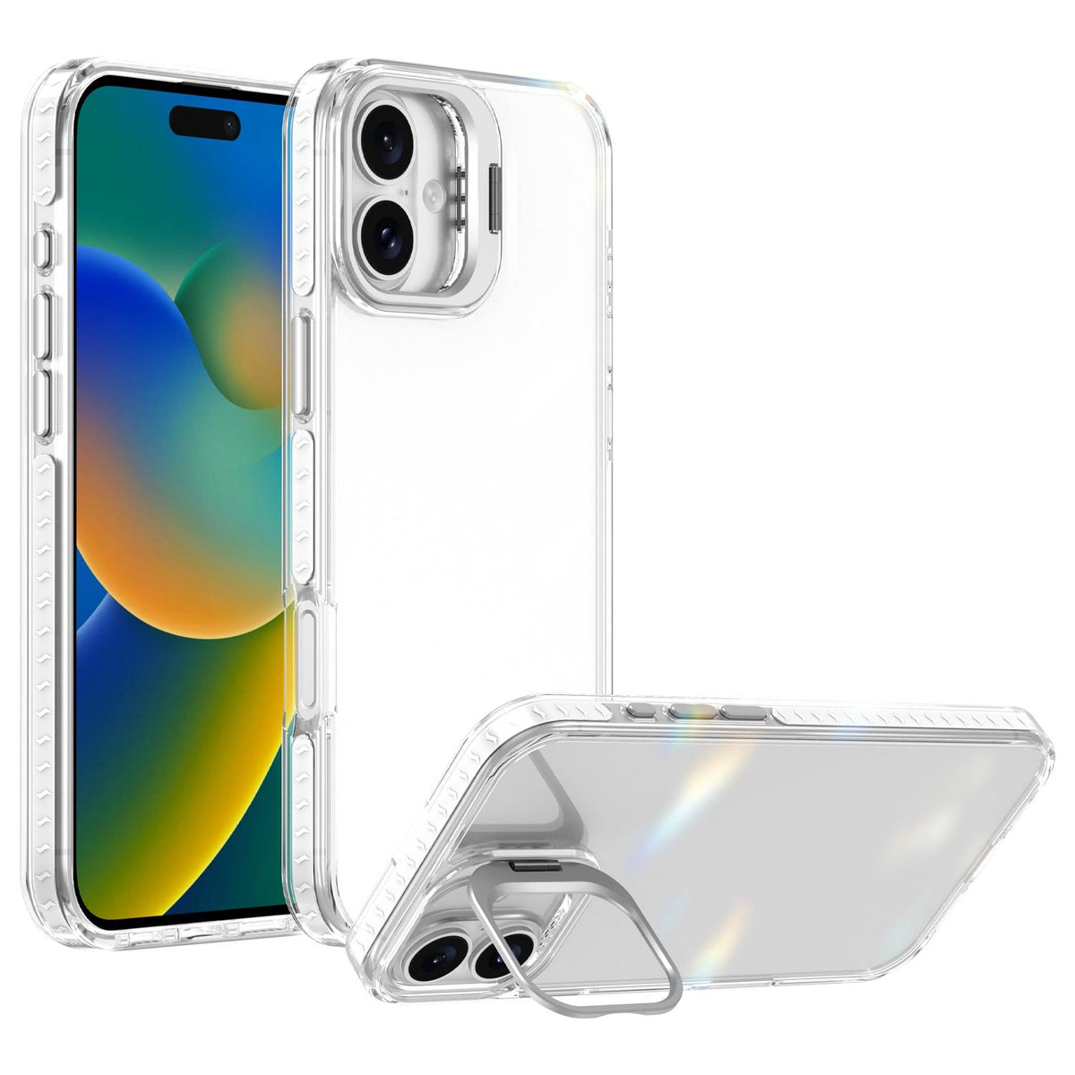 For iPhone 16 Lens Frame Holder Acrylic TPU Phone Case - Transparent - EDA009890910D