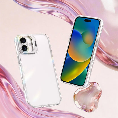 For iPhone 16 Lens Frame Holder Acrylic TPU Phone Case - Transparent - EDA009890910D