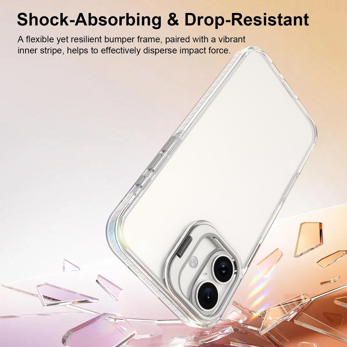 For iPhone 16 Lens Frame Holder Acrylic TPU Phone Case - Transparent - EDA009890910D