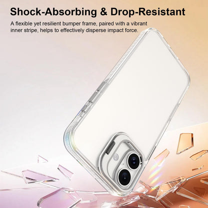 For iPhone 16 Lens Frame Holder Acrylic TPU Phone Case - Transparent - EDA009890910D