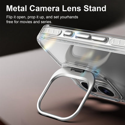 For iPhone 16 Lens Frame Holder Acrylic TPU Phone Case - Transparent - EDA009890910D