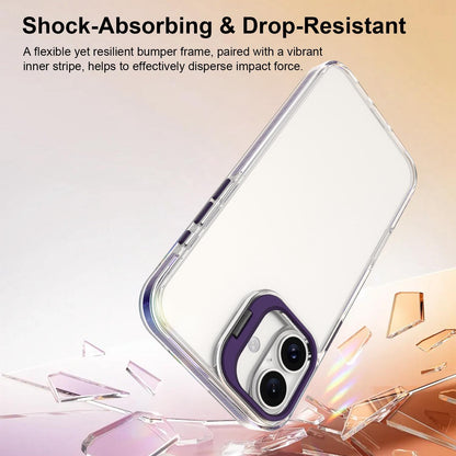 For iPhone 16 Lens Frame Holder Acrylic TPU Phone Case - Clear Purple - EDA009890910E