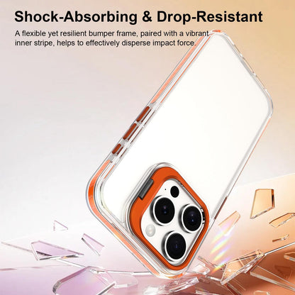 For iPhone 15 Pro Max Lens Frame Holder Acrylic TPU Phone Case - Clear Orange - EDA009890911A