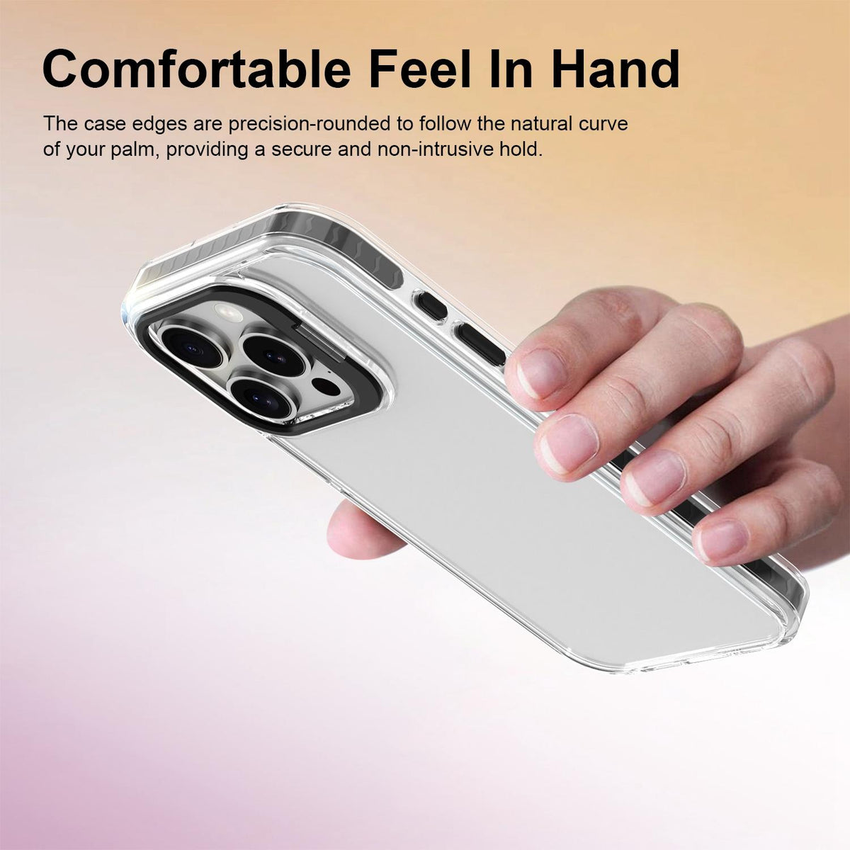 For iPhone 15 Pro Max Lens Frame Holder Acrylic TPU Phone Case - Clear Black - EDA009890911C