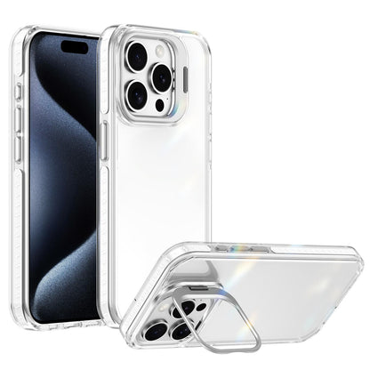 For iPhone 15 Pro Max Lens Frame Holder Acrylic TPU Phone Case - Transparent - EDA009890911D