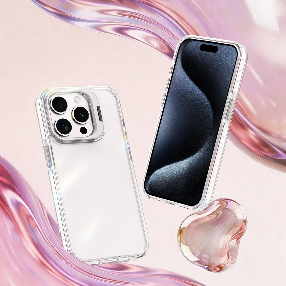 For iPhone 15 Pro Max Lens Frame Holder Acrylic TPU Phone Case - Transparent - EDA009890911D