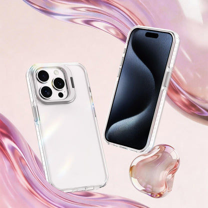 For iPhone 15 Pro Max Lens Frame Holder Acrylic TPU Phone Case - Transparent - EDA009890911D