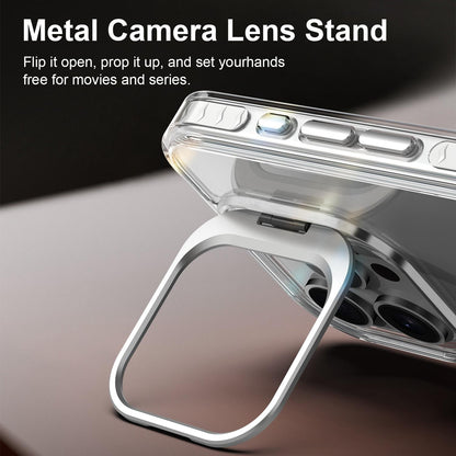 For iPhone 15 Pro Max Lens Frame Holder Acrylic TPU Phone Case - Transparent - EDA009890911D