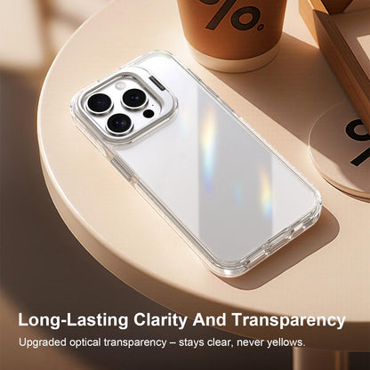 For iPhone 15 Pro Max Lens Frame Holder Acrylic TPU Phone Case - Transparent - EDA009890911D