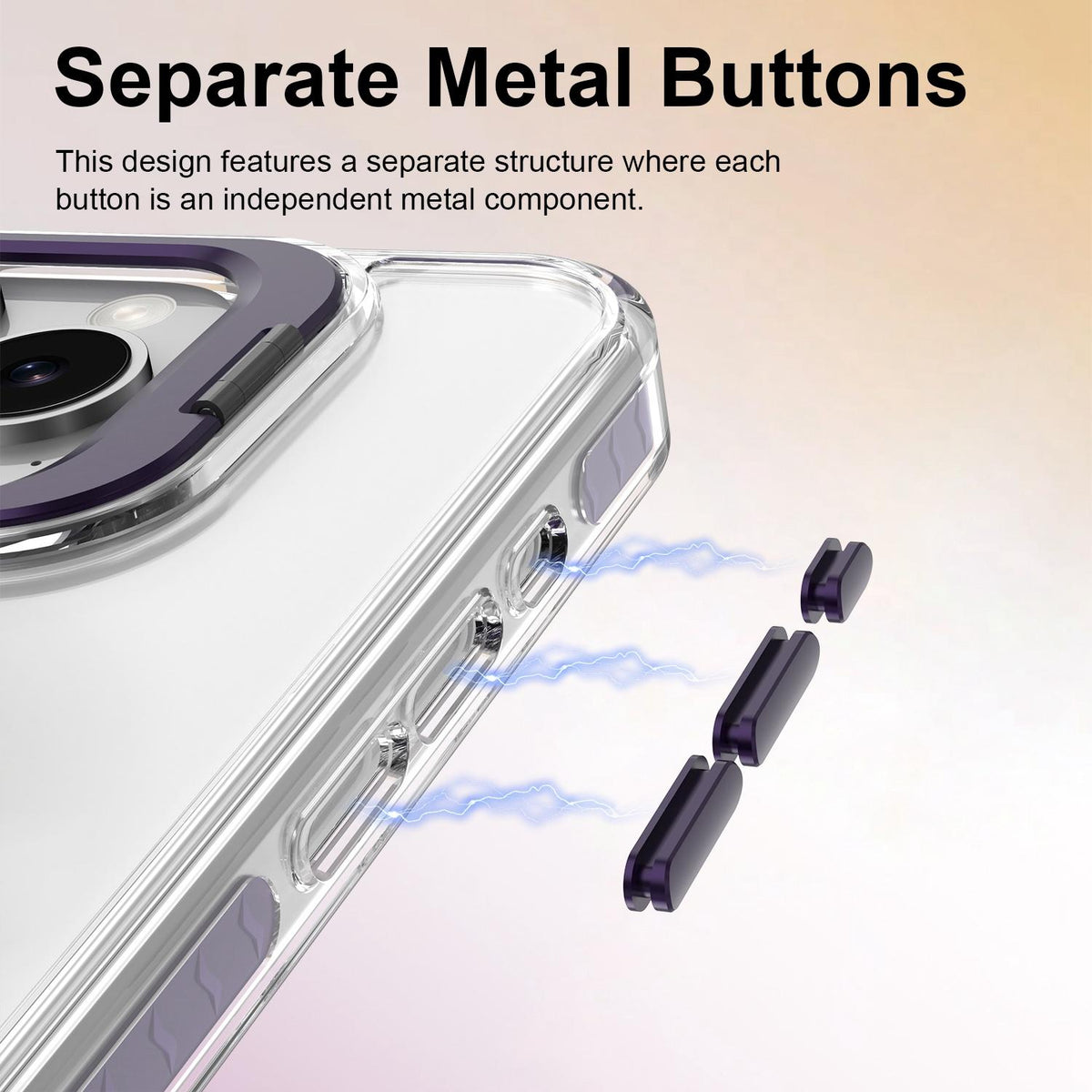 For iPhone 15 Pro Max Lens Frame Holder Acrylic TPU Phone Case - Clear Purple - EDA009890911E