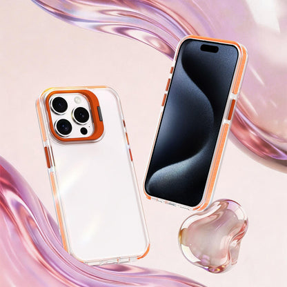 For iPhone 15 Pro Lens Frame Holder Acrylic TPU Phone Case - Clear Orange - EDA009890912A