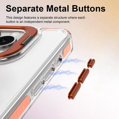 For iPhone 15 Pro Lens Frame Holder Acrylic TPU Phone Case - Clear Orange - EDA009890912A