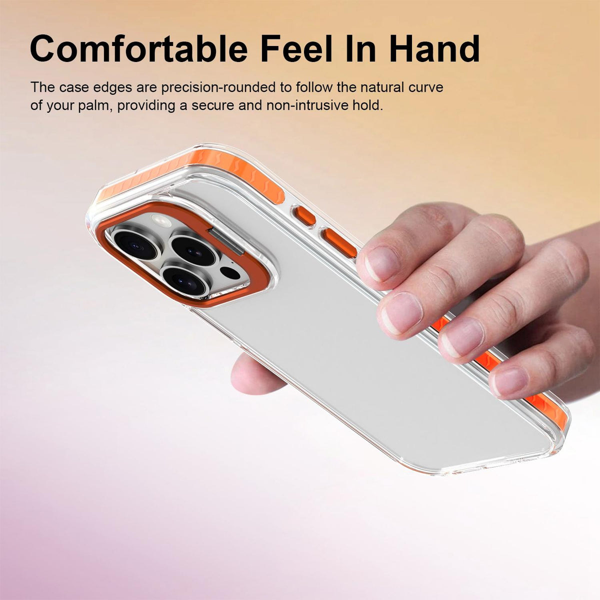 For iPhone 15 Pro Lens Frame Holder Acrylic TPU Phone Case - Clear Orange - EDA009890912A