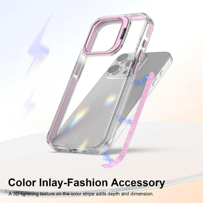 For iPhone 15 Pro Lens Frame Holder Acrylic TPU Phone Case - Clear Pink - EDA009890912B