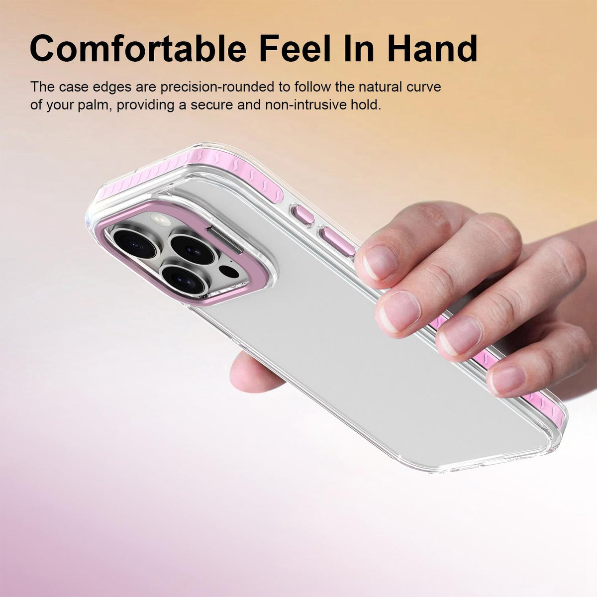 For iPhone 15 Pro Lens Frame Holder Acrylic TPU Phone Case - Clear Pink - EDA009890912B