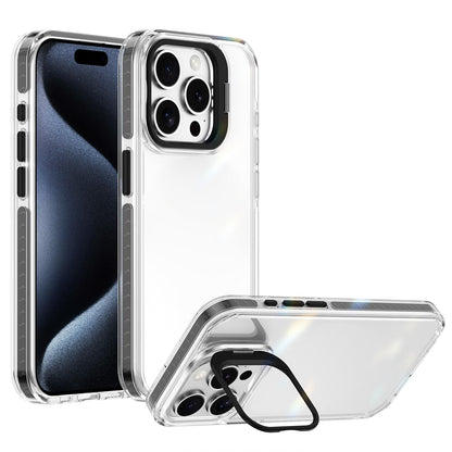 For iPhone 15 Pro Lens Frame Holder Acrylic TPU Phone Case - Clear Black - EDA009890912C