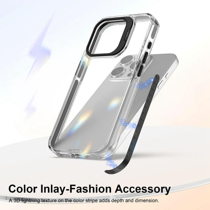 For iPhone 15 Pro Lens Frame Holder Acrylic TPU Phone Case - Clear Black - EDA009890912C