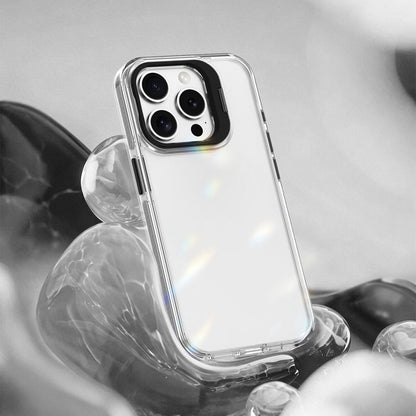 For iPhone 15 Pro Lens Frame Holder Acrylic TPU Phone Case - Clear Black - EDA009890912C