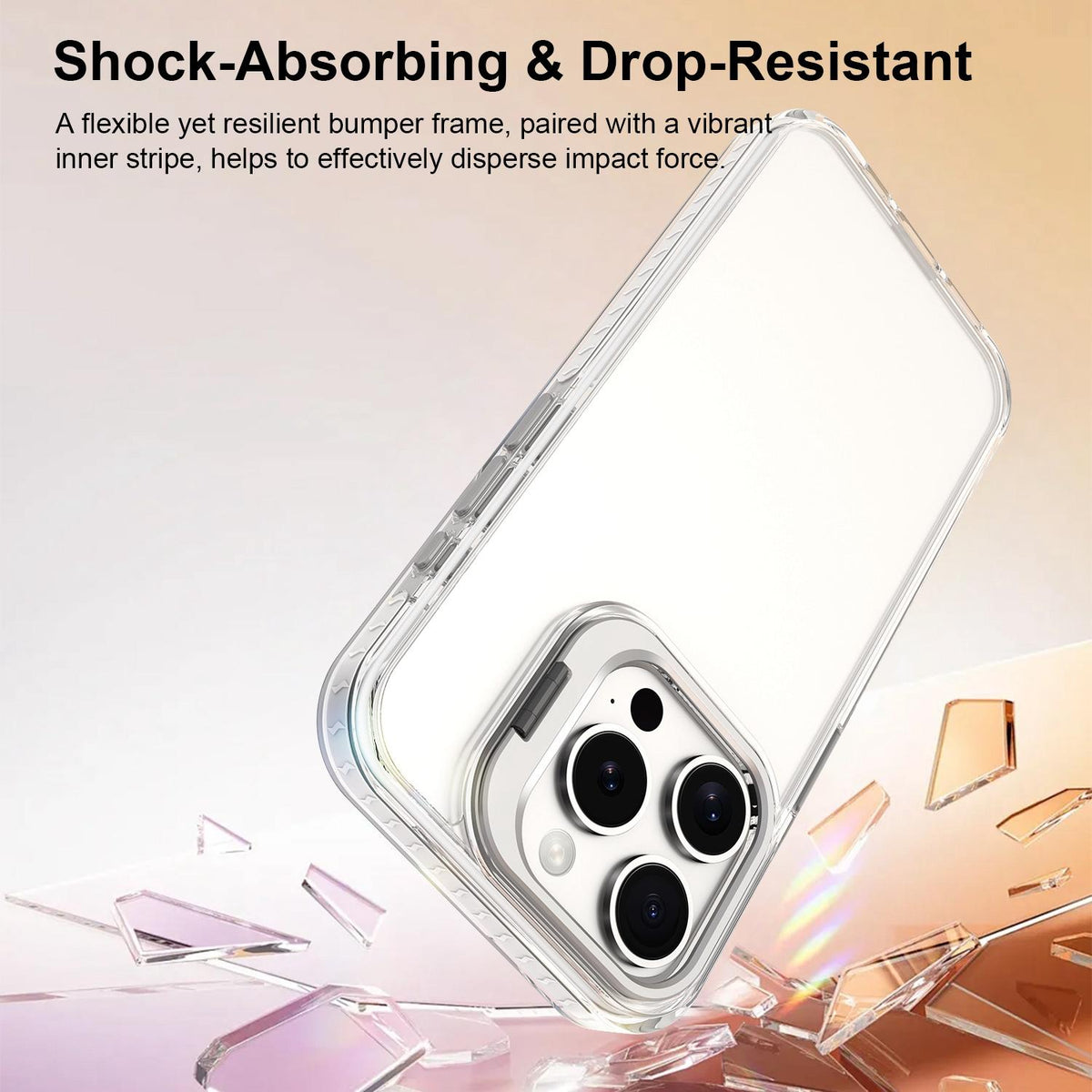 For iPhone 15 Pro Lens Frame Holder Acrylic TPU Phone Case - Transparent - EDA009890912D