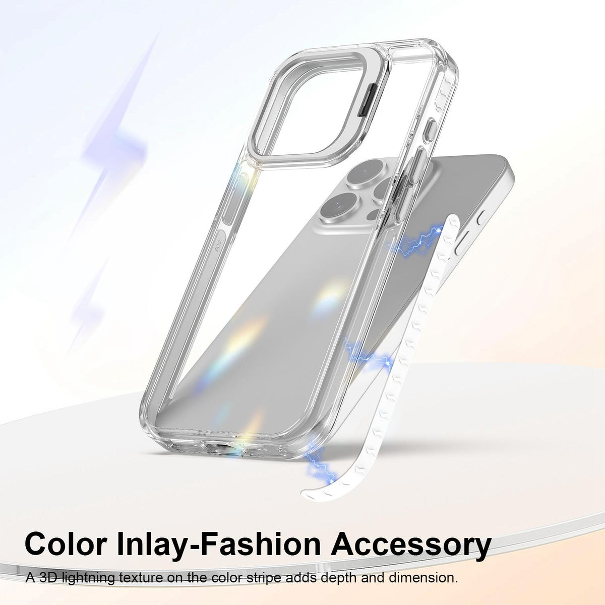 For iPhone 15 Pro Lens Frame Holder Acrylic TPU Phone Case - Transparent - EDA009890912D