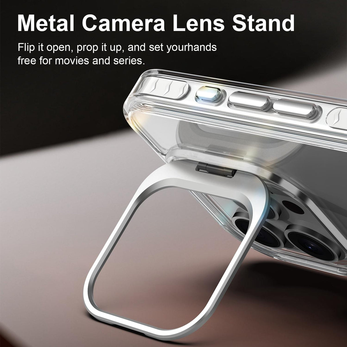 For iPhone 15 Pro Lens Frame Holder Acrylic TPU Phone Case - Transparent - EDA009890912D