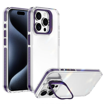 For iPhone 15 Pro Lens Frame Holder Acrylic TPU Phone Case - Clear Purple - EDA009890912E
