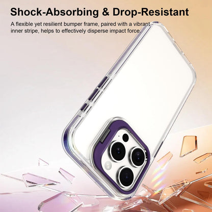 For iPhone 15 Pro Lens Frame Holder Acrylic TPU Phone Case - Clear Purple - EDA009890912E