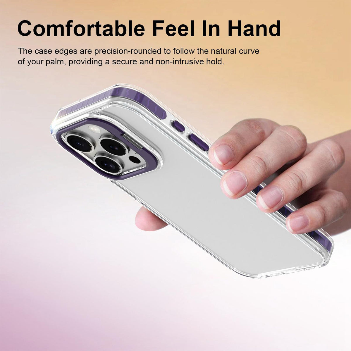 For iPhone 15 Pro Lens Frame Holder Acrylic TPU Phone Case - Clear Purple - EDA009890912E