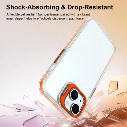 For iPhone 15 Plus Lens Frame Holder Acrylic TPU Phone Case - Clear Orange - EDA009890913A