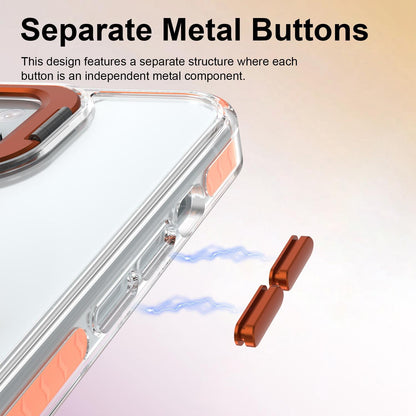 For iPhone 15 Plus Lens Frame Holder Acrylic TPU Phone Case - Clear Orange - EDA009890913A