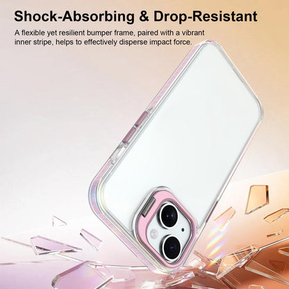 For iPhone 15 Plus Lens Frame Holder Acrylic TPU Phone Case - Clear Pink - EDA009890913B