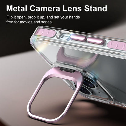 For iPhone 15 Plus Lens Frame Holder Acrylic TPU Phone Case - Clear Pink - EDA009890913B