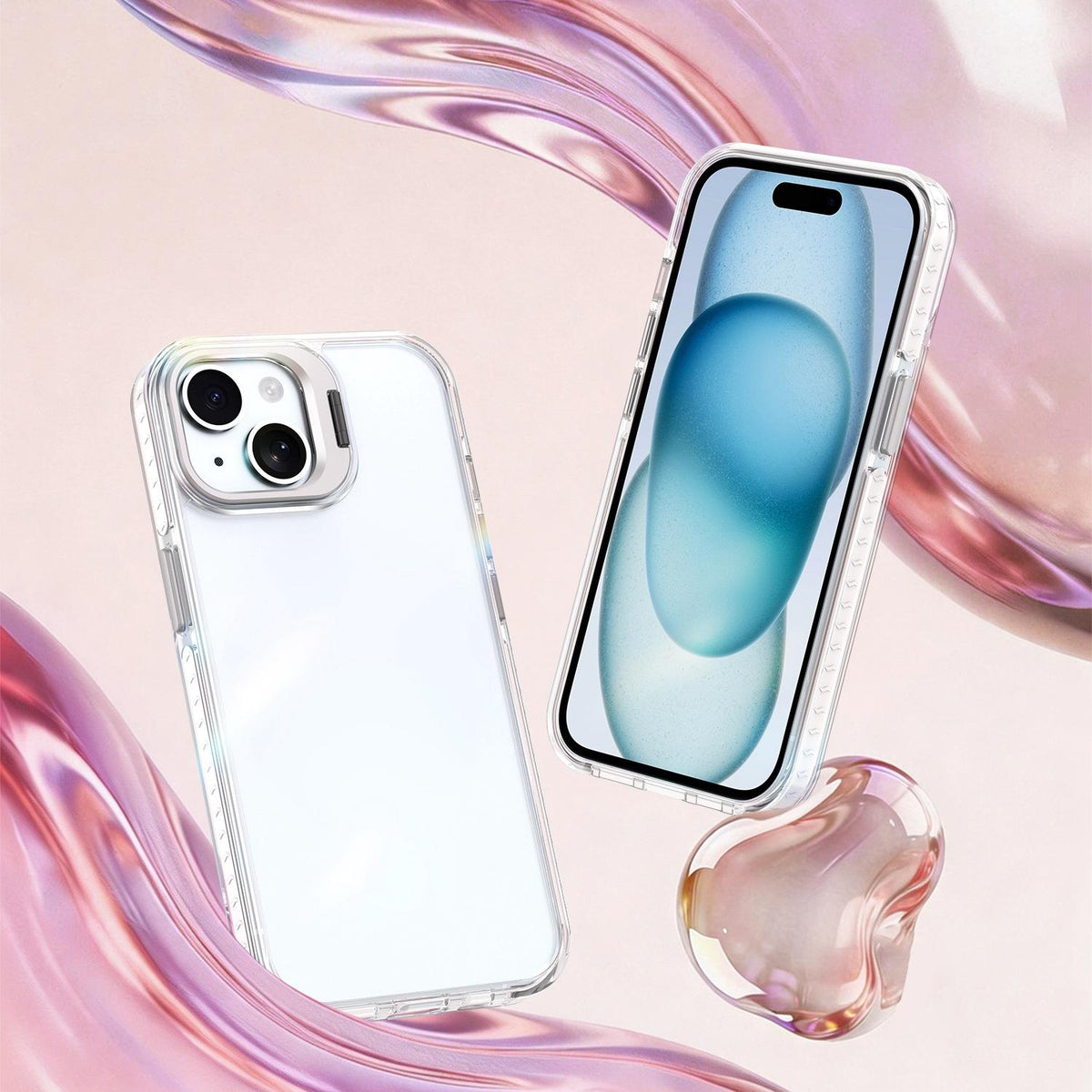 For iPhone 15 Plus Lens Frame Holder Acrylic TPU Phone Case - Transparent - EDA009890913D