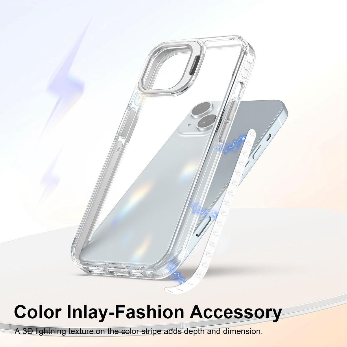 For iPhone 15 Plus Lens Frame Holder Acrylic TPU Phone Case - Transparent - EDA009890913D