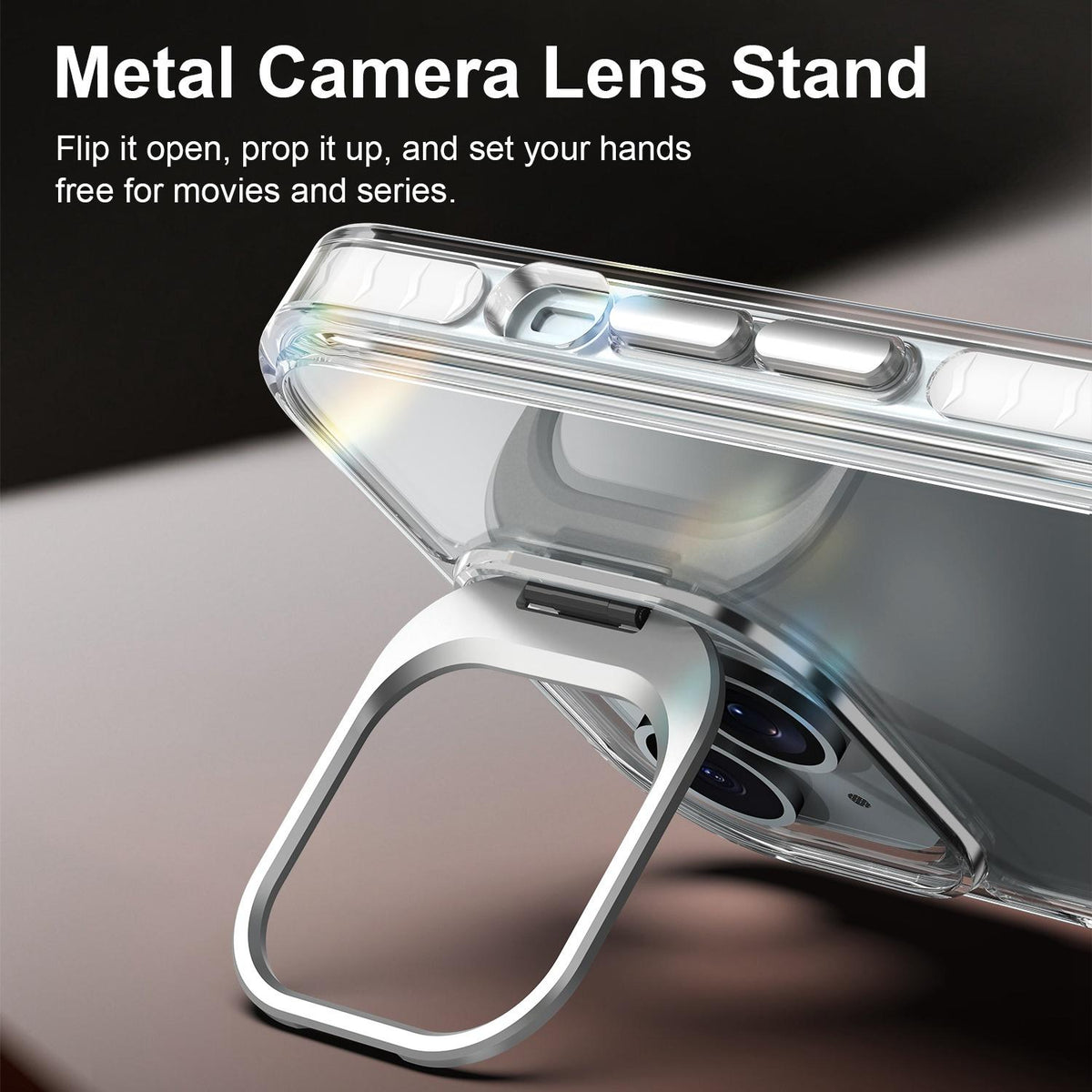 For iPhone 15 Plus Lens Frame Holder Acrylic TPU Phone Case - Transparent - EDA009890913D