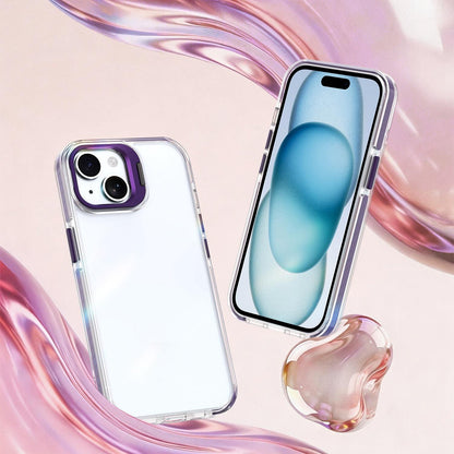 For iPhone 15 Plus Lens Frame Holder Acrylic TPU Phone Case - Clear Purple - EDA009890913E