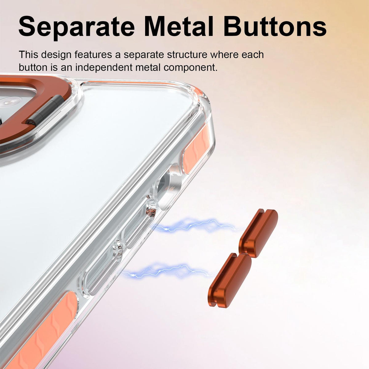 For iPhone 15 Lens Frame Holder Acrylic TPU Phone Case - Clear Orange - EDA009890914A