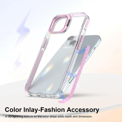 For iPhone 15 Lens Frame Holder Acrylic TPU Phone Case - Clear Pink - EDA009890914B