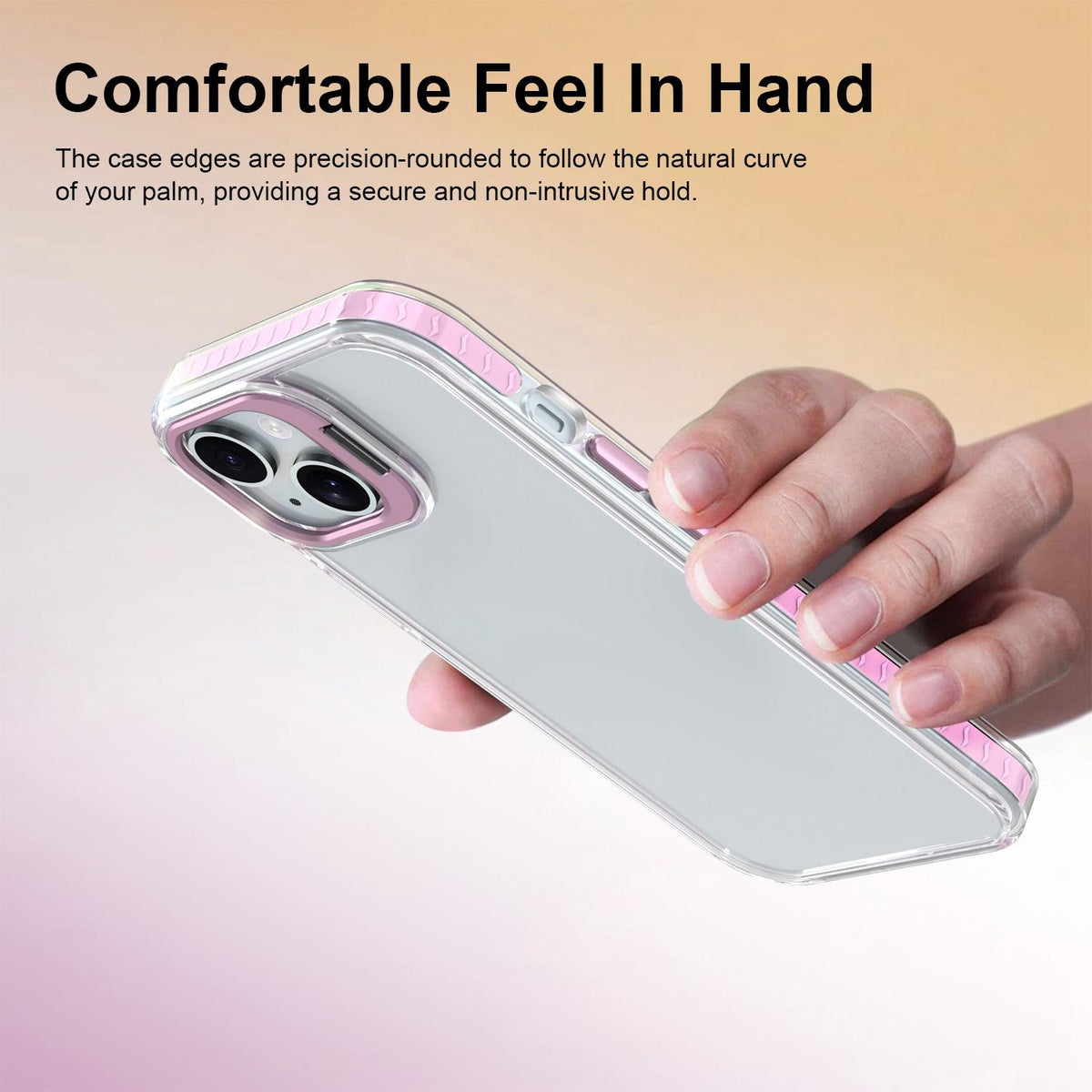 For iPhone 15 Lens Frame Holder Acrylic TPU Phone Case - Clear Pink - EDA009890914B