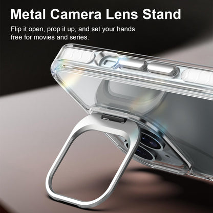 For iPhone 15 Lens Frame Holder Acrylic TPU Phone Case - Transparent - EDA009890914D