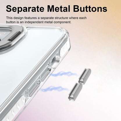 For iPhone 15 Lens Frame Holder Acrylic TPU Phone Case - Transparent - EDA009890914D