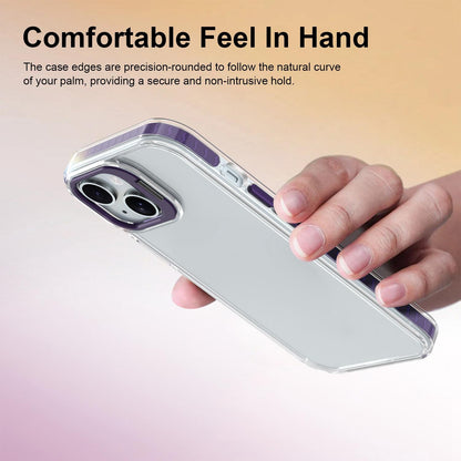 For iPhone 15 Lens Frame Holder Acrylic TPU Phone Case - Clear Purple - EDA009890914E