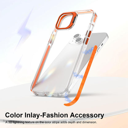 For iPhone 14 Plus Lens Frame Holder Acrylic TPU Phone Case - Clear Orange - EDA009890915A