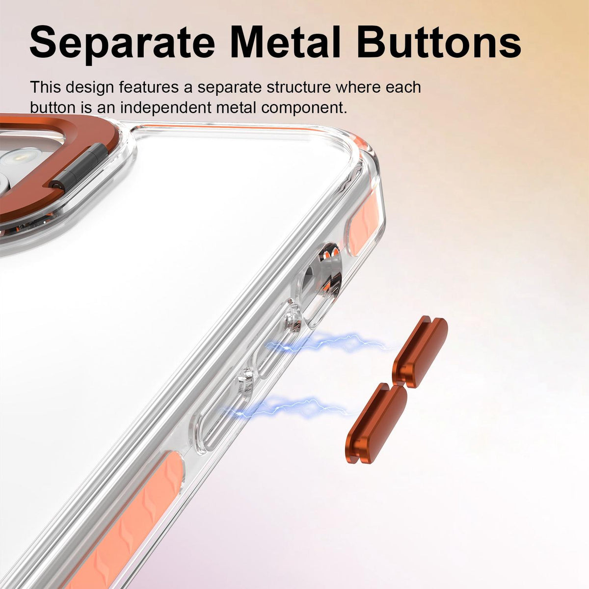 For iPhone 14 Plus Lens Frame Holder Acrylic TPU Phone Case - Clear Orange - EDA009890915A