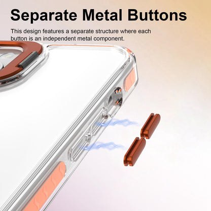 For iPhone 14 Plus Lens Frame Holder Acrylic TPU Phone Case - Clear Orange - EDA009890915A