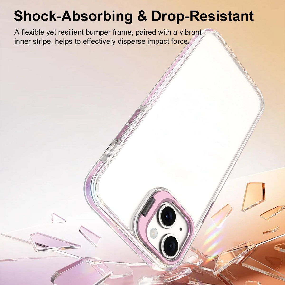 For iPhone 14 Plus Lens Frame Holder Acrylic TPU Phone Case - Clear Pink - EDA009890915B